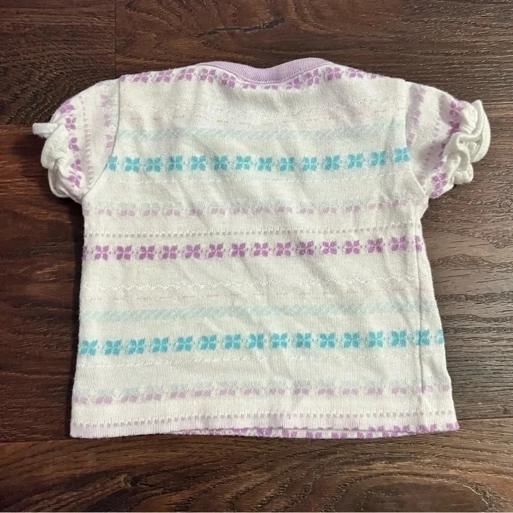 Vintage 12 month baby girl bundle lot purple pants and short sleeve shirt